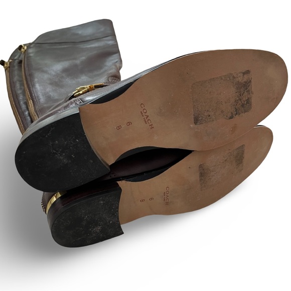 Coach Madeleine Over the Knee Leather Boots Brown with Gold Zippers Size 6 - Picture 6 of 6